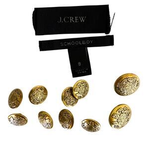 J.Crew Schoolboy Blazer Gold Metal Button Replacements Crest Set of 10